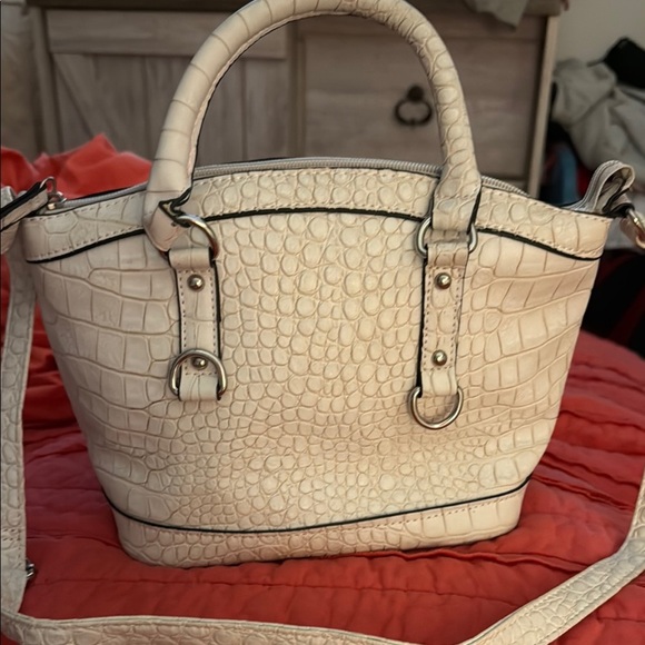 Mondani Cream Satchel with Crocodile Embossed Texture - Picture 1 of 7
